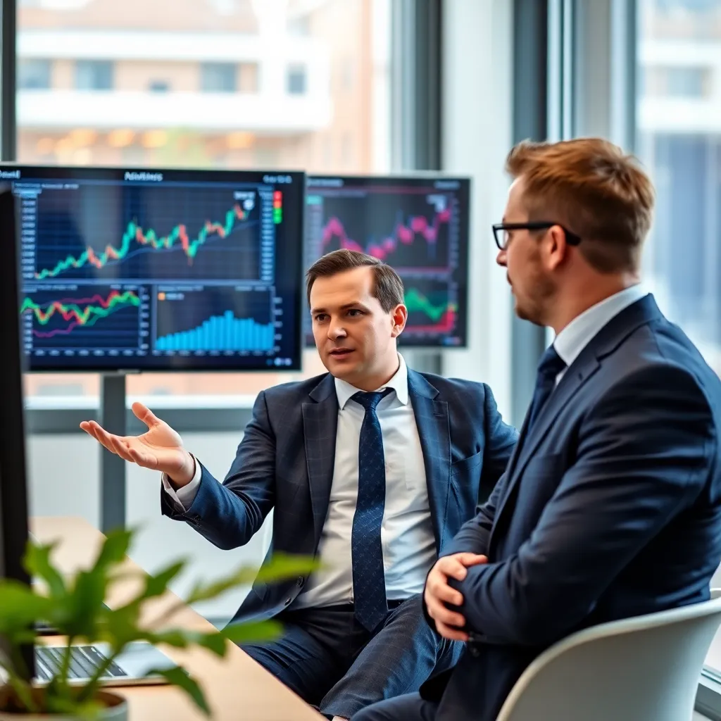 Professional die investeringsstrategieën uitlegt met digitale grafieken