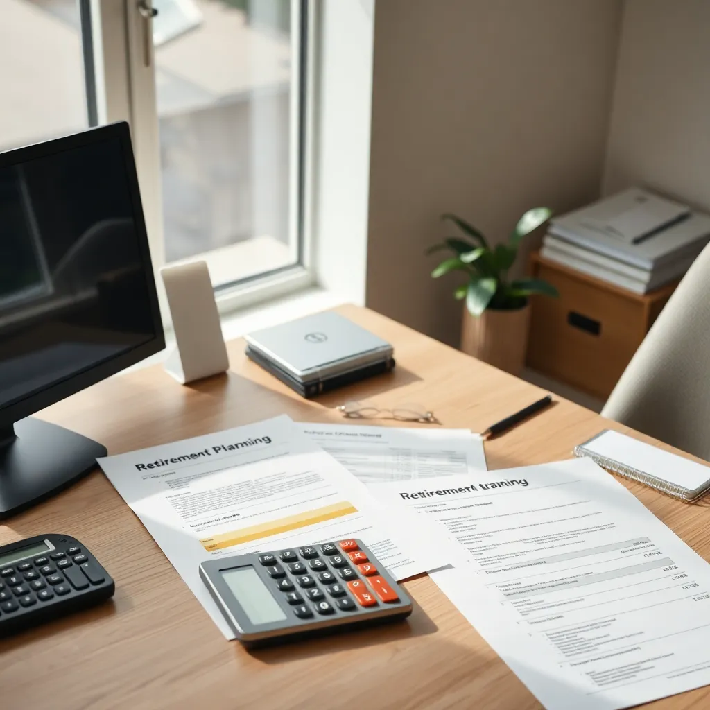 Persoon die pensioeninformatie analyseert op computer